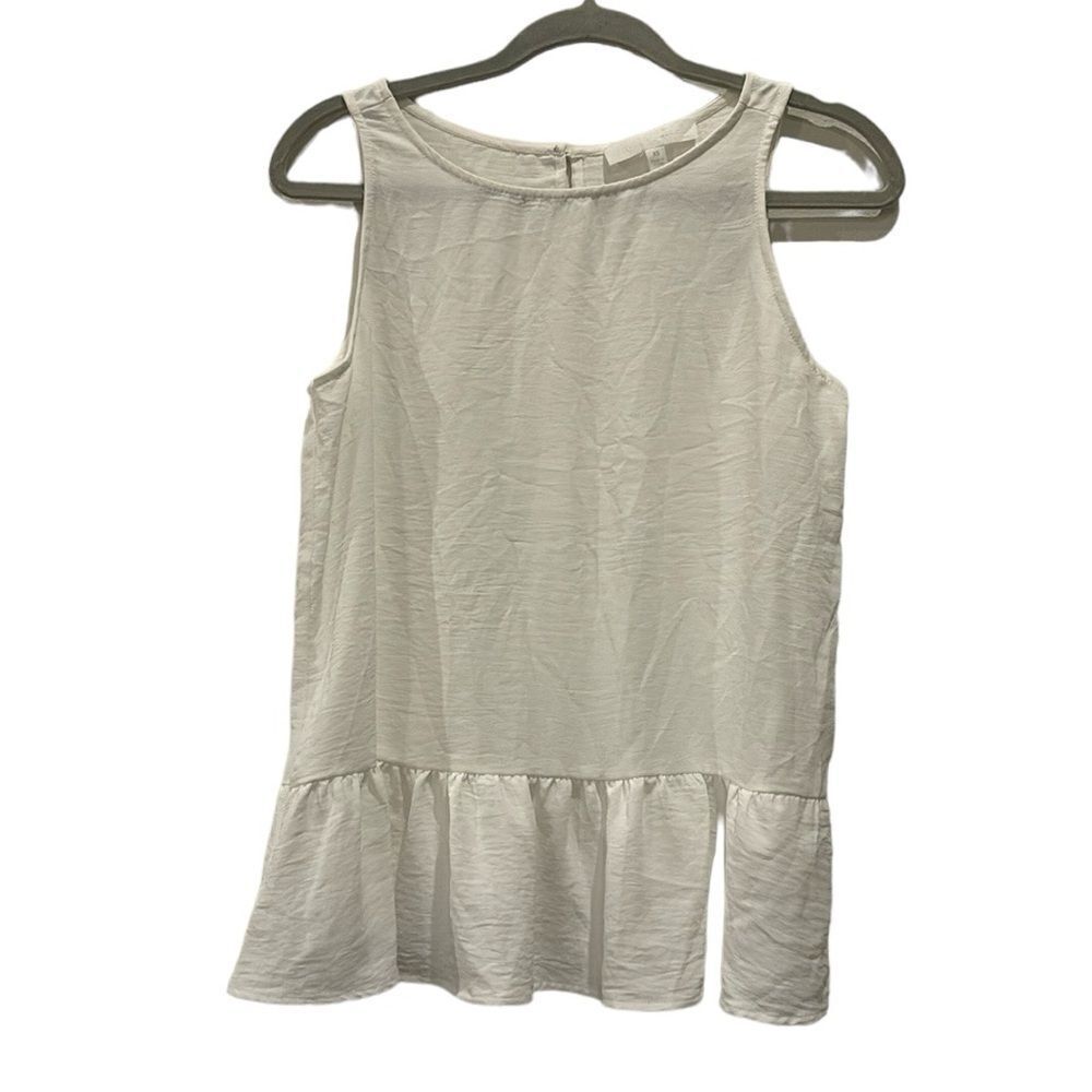 Adyson Parker Ruffle Sleeveless White Classic Classy XS Tank Top​​​